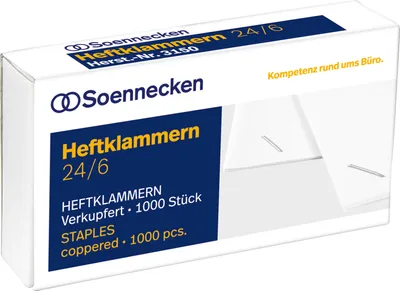 Produktbild von Soennecken Heftklammern 3150 24/6 verkupfert 1.000 St./Pack.