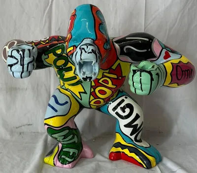 Image de Casa Padrino Figurine décorative Gorille singe multicolore H. 50 cm - Sculpture déco