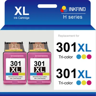 Produktbild von INKFIND 301XL Druckerpatronen kompatibel Für HP301 HP301XL HP 301 HP 301XL Tinte CH564EE Hohe Kapazität - 2er-Pack Farbe D8J46AE