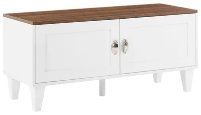 Produktbild von BELIANI Schuhschrank Weiß u. Dunkelbraun aus MDF Holzoptik mit 2 Türen Klassisches Design Skandinavischer Stil für Flur Eingangsbereich