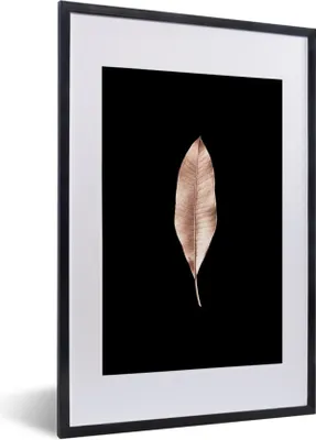 Produktbild von MuchoWow® MuchoWow® Gerahmtes Poster Roségold - Blätter - Schwarz 40x60 cm - Poster mit zchwarzem Bilderrahmen - Poster in Rahmen