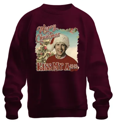Zdjęcie produktu dla Wesołych Świąt Clark Griswold Beautiful Christmas Kiss My A - świąteczny sweter uni , bordowy, 3XL