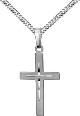 Produktbild von JEVELION Kreuz-Anhänger mit hochwertigem Diamantschliff für Damen, Herren und Kinder als Kettenanhänger Silber-Kreuz 925 Sterling-Silber mit Schmuck-Etui und Halskette