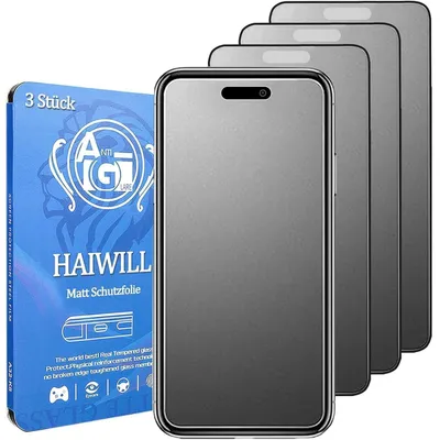 Immagine prodotto di Pellicola protettiva opaca per iPhone 17 Pro Max 6.9", confezione da 3 pezzi, anti-impronte, antiriflesso, vetro temperato 9H