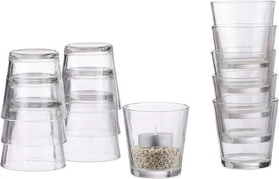 Produktbild von 12er Set konische Teelichtgläser aus transparentem Glas, spülmaschinenfest