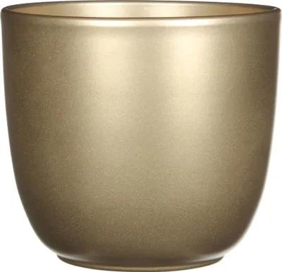 Produktbild von Blumenübertopf "Tusca" aus Keramik H 16 cm – Ø 17 cm Vintage-Gold  -  Übertopf Keramik Blumentopf Pflanztopf
