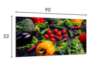 Imagen del producto de Placa de protección de vidrio para cocina, 90x52 cm, diseño de verduras