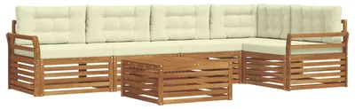 Produktbild von vidaXL Outdoor-Sofagarnitur 6 stk. Natur und Creme