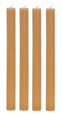 Produktbild von Kerzen 4er Set Stabkerzen Braun 25cm Tafelkerzen Rillen Design Tischdeko Kerzendeko Deko