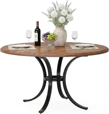 Productafbeelding van Ronde Eettafel - Ronde Tafel - Eettafel Rond - Keukentafel Rond - Tafel 120 cm - Voor 4-6 Personen