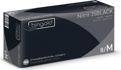 Produktbild von BINGOLD Nitril 35 Schwarz Einweghandschuhe puderfrei 100 Stück : L Größe: L