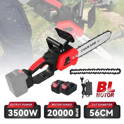 Produktbild von Akku Kettensäge - Bürstenloser Motor - 3500W 21V - 2 Akkus - Für Holzsägen und Gartenschnitt - EU Stecker