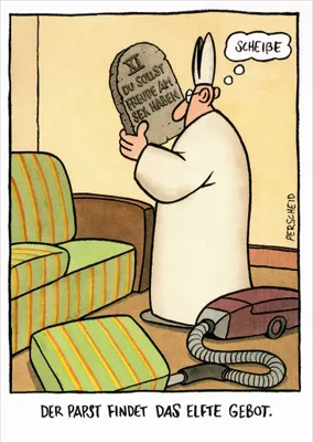Produktbild von Cartoon-Postkarte Martin Perscheid "Der Papst findet das elfte Gebot."
