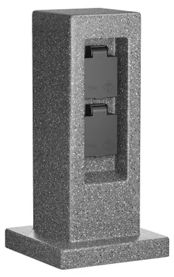 Productafbeelding van ledscom.de Tuin-stopcontactpaal Pock, voor buitengebruik, IP44, 2-voudig, antraciet (steenlook), rechthoekig, 30 cm – Afmetingen: 1 stuk (verpakking met 1 stuk)