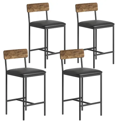 Image de Ensemble repas gain de place : table bar avec 4 chaises rembourrées - 3 grands compartiments de rangement - Idéal pour les petites cuisines et les coins repas - Couleur : marron