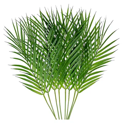 Produktbild von 8 Stück Künstliche Areca Palmblätter, 68 cm Künstliche Tropische Palmblätter mit Stämmen, Kunstpflanze für Palmsonntag, Hawaiian Luau, Dschungel Hochzeit und Geburtstagsfeier Dekoration