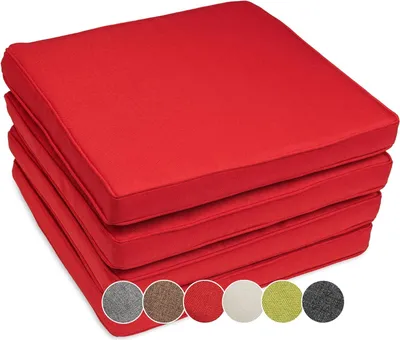Produktbild von sunnypillow 4er Set Stuhlkissen wasserdicht UV-lichtecht 50 x 50 x 5cm | Polsterauflage Auflage für Stühle / Bänke | Sitzkissen Stuhlauflage für Haus und Garten | Indoor / Outdoor | Rot