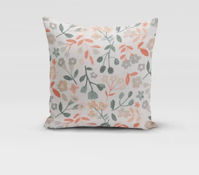 Produktbild von SCHÖNER LEBEN. Kissenhülle Panama Betty Melba Blumen grün orange Größe 80x80cm (HxB) 80x80cm (HxB) Größe