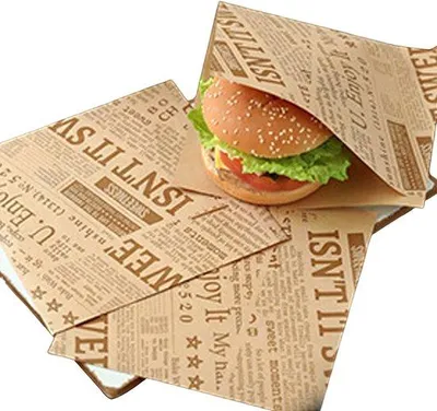 Produktbild von Milieuvriendliche, 50 Blatt, 18 x 18 cm, Backpapier, Snackbeutel, Hamburgerbeutel, Brötchenbeutel, Pommesfrittpapier für Schachteln