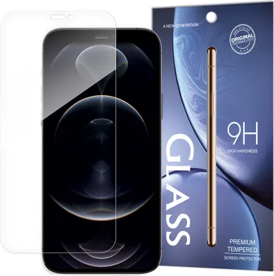 A screen protector for an iPhone is shown with its packaging.