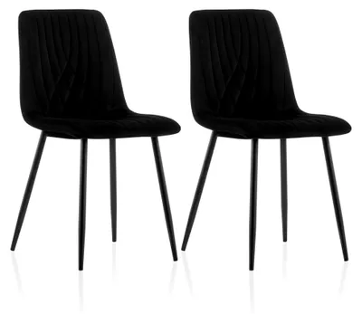 Produktbild von Esszimmerstühle 2er-Set Samt, Ergonomischer Küchenstuhl mit Hoher Rückenlehne, Metallbeine, Tragkraft 150 kg, Gepolsterte Stühle für Esszimmer, Wohnzimmer, Küche, Schwarz