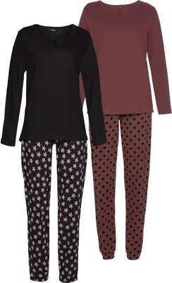 Produktbild von Vivance Dreams Pyjama 4 -teilig bordeaux, schwarz Größe 40/42