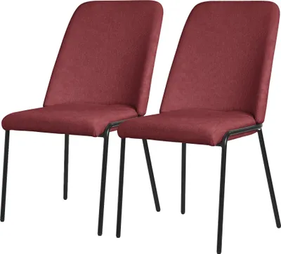 Zdjęcie produktu dla ML-Design krzesła do jadalni zestaw 2 czerwonych krzeseł kuchennych z poliestru z metalowymi nogami krzesło do salonu z oparciem tapicerowane krzesła do jadalni kuchni