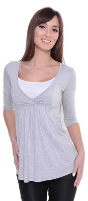 Produktbild von Longshirt weit geschnitten + MAMA Umstandsmode  ; Grau Meliert 2XL/3XL 44/46