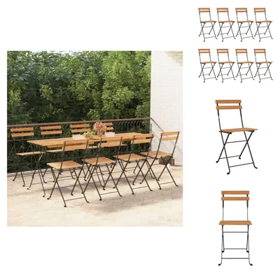 Image de vidaXL Chaises de bistrot 8 pcs. Pliable bois massif teck et acier - Chaises de jardin