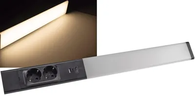 Immagine prodotto di ChiliTec 23909 Luce LED sottopensile "Arusha" nera USB A+C PD, 60 cm, luce bianca calda