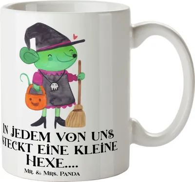 Produktbild von Mr. & Mrs. Panda haferl Halloween Hexe - Weiß - Geschenk, Teetasse, Freude teilen, Geschenke, Geister, Gruselparty, schöne tasse, Kaffeetasse, Süßes oder Saures, Feiertag