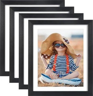 Productafbeelding van Famanu fotolijsten set, 20 x 25 cm - Klassieke zwarte lijsten met passe-partouts