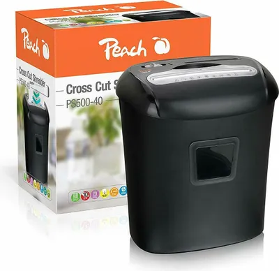 Produktbild von Peach PS500-40 Partikelschnitt Aktenvernichter, 10 Blatt, 21 Liter, 5 x 16 mm Partikel (P-4), Papier, CDs, Kreditkarten, leistungsfähiger Partner, DSGVO 2018, Sicherheitsstufe 4
