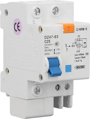 Obrázek produktu pro 1P+N 25 A střídavý jistič s proudovým chráničem 230 V, 400 V DZ47LE‑63 C25