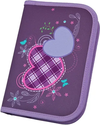 Produktbild von Federmappe Schüleretui gefüllt 50-teilig Hearts / Herzen Lila Violett
