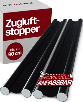 Produktbild von 2 Zugluftstopper für Türen bis zu 90cm - Doppelseitiger Schutz - Energiesparend - Zuschneidbar - Leicht zu Reinigen - Schwarz