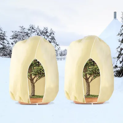 Image de Protection hivernale pour plantes, housse de protection pour plantes en pot, arbres, palmiers, plantes de balcon, tente, respirante, résistante à la déchirure, beige, 250x360 cm, 2 pièces