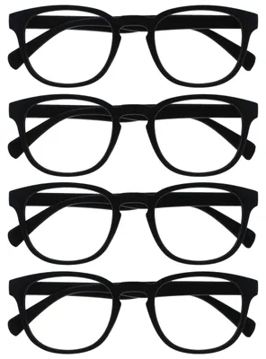 Produktbild von OPULIZE Pop Fernbrille 4er Pack Kurzsichtigkeit Keck Rund Matt Rahmen Federscharniere Kratzfest Schwarz Herren Damen MMMM2-1 -1.50