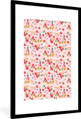 Produktbild von MuchoWow® MuchoWow® Gerahmtes Poster Blumen - Farben - Collage 60x90 cm - Poster mit zchwarzem Bilderrahmen - Dekoration - Wandposter Wohnzimmer - Hochwertig