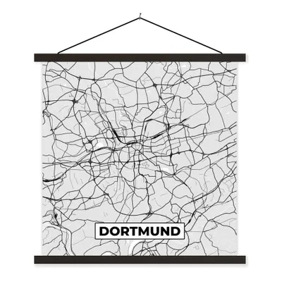 Produktbild von MuchoWow® Textilposter Deutschland - Stadtplan - Karte - Dortmund 40x40 cm mit schwarzem Rahmen - Fotos