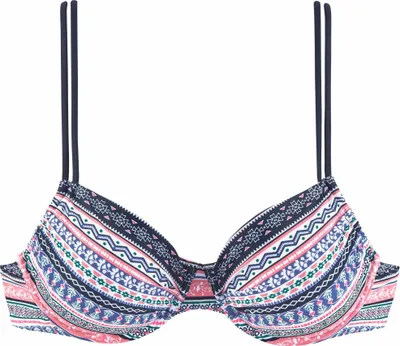 Produktbild von s.Oliver Bügel-Bikini-Top Barcelona blau-rosé-gestreift Größe 40 Cup D