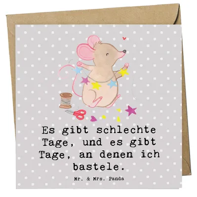 Produktbild von Mr. & Mrs. Panda faltkarte Maus Basteln - Grau Pastell - Geschenk, doppelkarte, anlasskarte, Grußkarte, Kreatives, Glückwunschkarte, DIY, Klappkarte