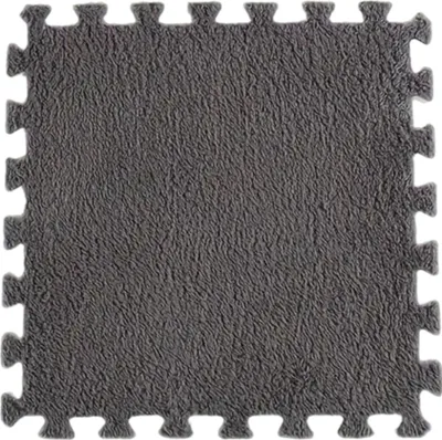 Produktbild von 10er Pack Puzzle-Plüschmatte für Babyzimmer, Plüschige Fliesen 30x30 cm, Komfortboden für Wohnzimmer, abnehmbar - FLUFFTILE Grau