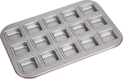 Produktbild von Zenker creative studio Snack-Backblech, Backform für Blätterteig, Backblech mit Antihaftbeschichtung für 15 Snacks, kreatives Backen (Farbe: rosa, silber)