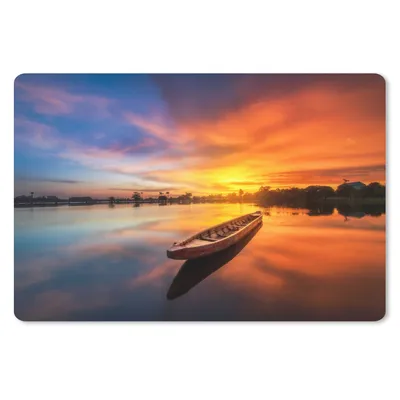 Produktbild von MuchoWow® Mauspad Mousepad Boot - Wasser - Sonnenuntergang - Orange - Wasser 27x18 cm - Mousepads - Maus Mat - Pad - Mausunterlage - Büroartikel - Desk Matten