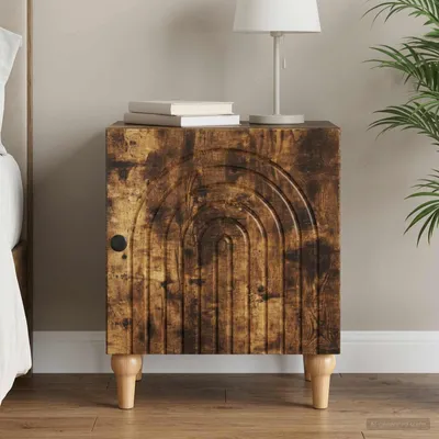 Image de vidaXL Table de chevet en chêne fumé 43 x 34,5 x 50 cm, aggloméré
