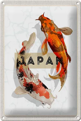Produktbild von Blechschild Reise 20x30cm Japan Koi Fische Asien Urlaub Kunst