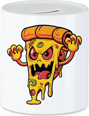 Produktbild von Gruselige Pizza Spardose Halloween Geschenkidee Gruselgeschenk Pizza Halloweenparty