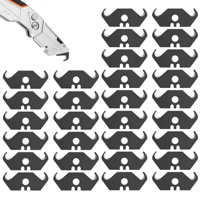 Produktbild von Teppichmesser Hakenklingen 30 Stück 48x19mm Kohlenstoffstahl SK5 für Teppich, Leder, Tapete, Karton, PVC