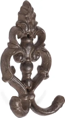 Produktbild von Moritz Wandgarderobe Lilie Fleur de Lis Garderobenleiste 2 Haken Gußeisen Kleiderhaken Garderobenhaken Vintage